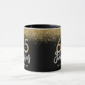 65 jaar en geweldig zwart goudglitter verjaardag mok (Midden)