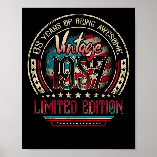 65 jaar Geweldige 65th Birthday 1957 Verenigde St Poster (Voorkant)