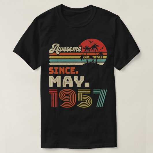 65 jaar Geweldige sinds mei 1957 65e verjaardag P T-shirt (Design voorkant)