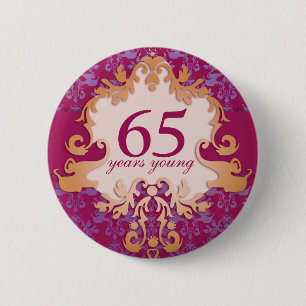 "65 jaar jonge" olifantenknop/badge ronde button 5,7 cm