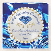 65 jaar Jubileum weddenschap Gift, saffierse Onder Glazen Onderzetter (Voorkant)