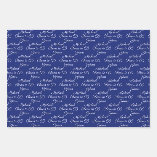 65 jaar Marine Blue 65ste verjaardag Inpakpapier Vel (Voorkant 3)