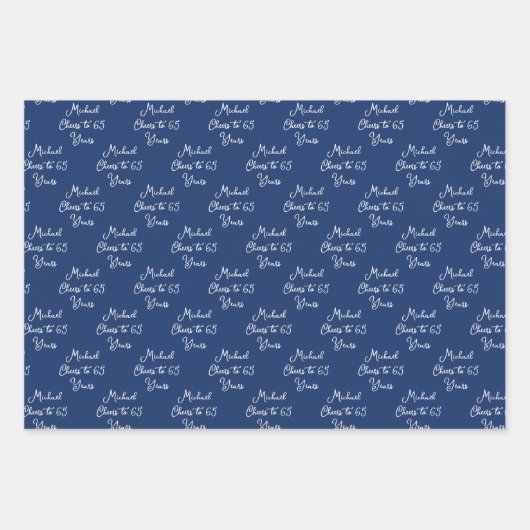 65 jaar Navy Blue 65ste verjaardag Inpakpapier Vel (Voorkant)
