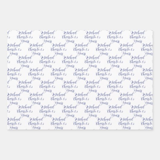 65 jaar Navy Light Blue 65th Birthday Inpakpapier Vel (Voorkant 2)