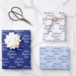 65 jaar Navy Light Blue 65th Birthday Inpakpapier Vel