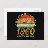 65 Jaar Oud 1960 Retro Geweldig 65e Verjaardag Cad Briefkaart (Voorkant / Achterkant)