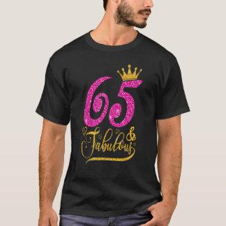 65 jaar oud 65 en 65e verjaardag koningin t-shirt
