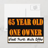 65 jaar oud, één eigenaar - heeft onderdelen nodig briefkaart (Voorkant / Achterkant)