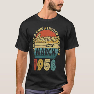 65 jaar oud Geweldige sinds maart 1958 65th Birthd T-shirt