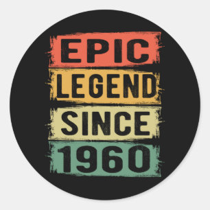 65 jaar oude Bday 1960 Epic Legend 65e verjaardag Ronde Sticker