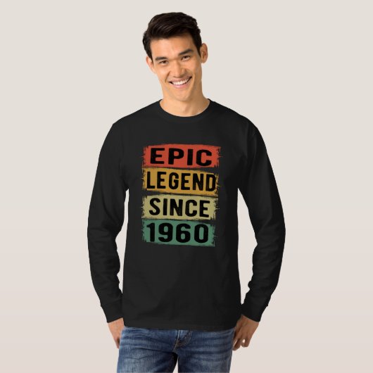 65 jaar oude Bday 1960 Epic Legend 65e verjaardag T-shirt (Voorkant volledig)