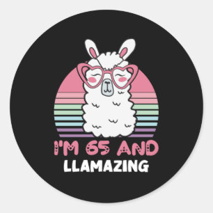 65 jaar oude dag Llamazing 65e verjaardag Llama Ronde Sticker