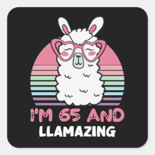 65 jaar oude dag Llamazing 65e verjaardag Llama Vierkante Sticker