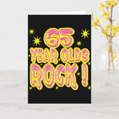 65 jaar oude rock! (Roze) Wenskaart Kaart (Gele Bloem)