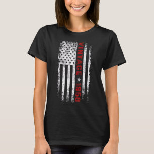 65 jaar oude Vintage 1958 Amerikaanse vlag 65th Bi T-shirt