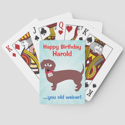 65 jaar oude Weiner op maat Speelkaarten (Achterkant)