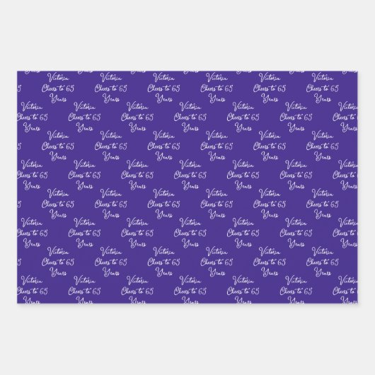 65 jaar Paarse Magenta 65ste verjaardag Inpakpapier Vel (Voorkant)