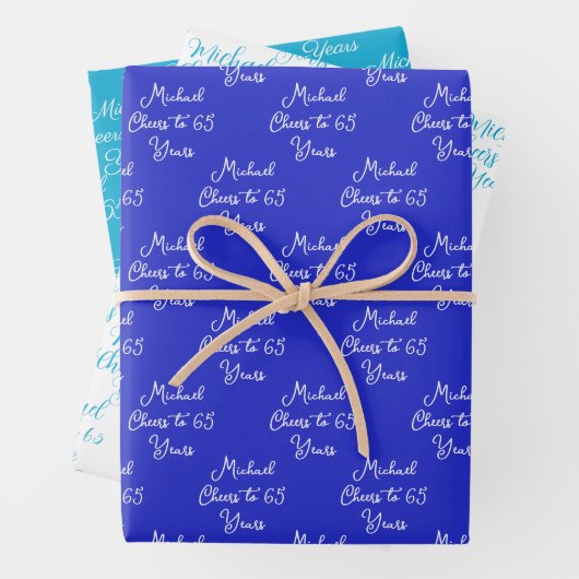 65 jaar Royal Blue Marine 65ste verjaardag Inpakpapier Vel (In situ)