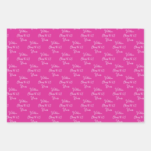 65 jaar roze lavendel 65ste verjaardag inpakpapier vel (Voorkant)