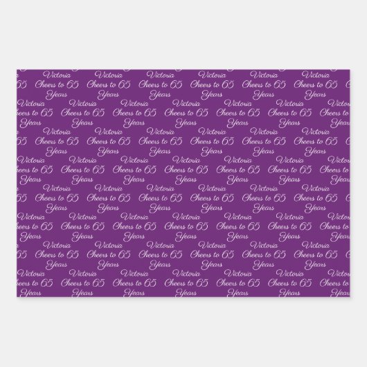 65 jaar Roze Magenta 65ste verjaardag Inpakpapier Vel (Voorkant 3)