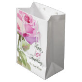 65-jarig jubileum aangepaste naam Roze roos Medium Cadeauzakje (Voorkant Gekanteld)