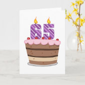 65-jarige leeftijd op de Birthday Cake Kaart (Gele Bloem)