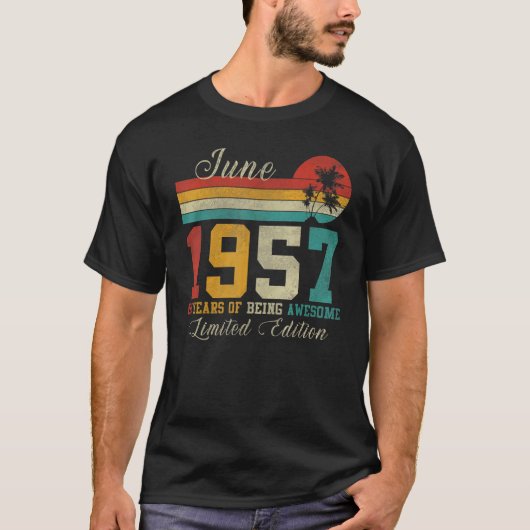 65 juni 1957 65ste verjaardag  1957 t-shirt (Voorkant)