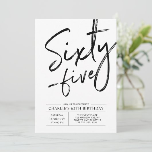 65 | Moderne 65e verjaardag van de uitnodiging (Staand voorkant)