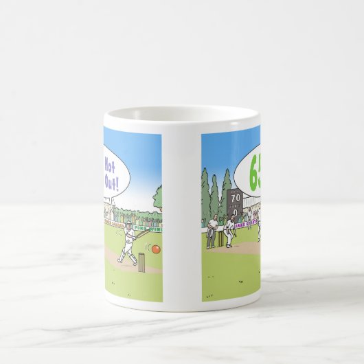 65 Niet uit Cricket Theme. 65e verjaardag Koffiemok (Center)