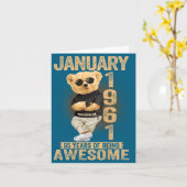 65 Year Old January 1961 Teddy Bear 65th Birthday  Kaart (Gele Bloem)