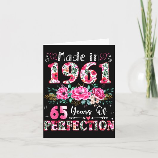 65 Year Old Made In 1961 Floral 65th Birthday Wome Kaart (Voorkant)