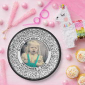 65 Your Photo Random Number Pattern Black/White Papieren Bordje (Feest)