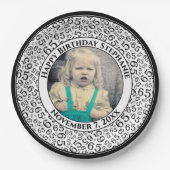 65 Your Photo Random Number Pattern Black/White Papieren Bordje (Voorkant)