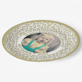 65 Your Photo Random Number Pattern Gold/White Papieren Bordje (Gekanteld)