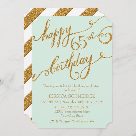 65e, 65e verjaardag Ticket Celebration Kaart (Voorkant / Achterkant)