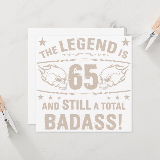 65e Birthday Badass Kaart (Voorkant / Achterkant in situ)