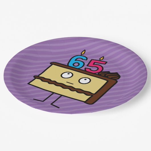 65e Birthday Cake met kaarsen Papieren Bordje (Gekanteld)
