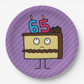 65e Birthday Cake met kaarsen Papieren Bordje (Voorkant)