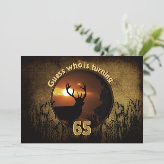65E BIRTHDAY-INVITATIE - VOOR HONTERS KAART (Staand voorkant)