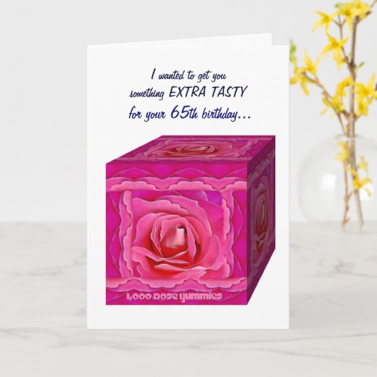 65e BIrthday Kaart - Roos Cadeaudoos - GRAPPIG (Gele Bloem)