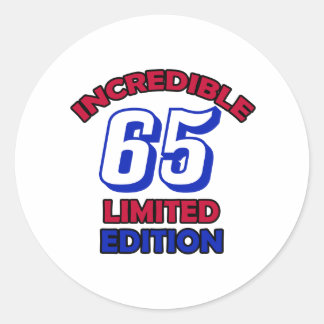 65e Birthday-ontwerp Ronde Sticker