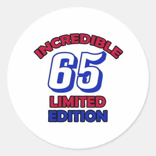 65e Birthday-ontwerp Ronde Sticker (Voorkant)