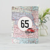 65e 'Birthday Party Red Retro Truck' Kaart (Staand voorkant)