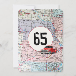 65e 'Birthday Party Red Retro Truck' Kaart