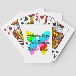 65E BIRTHDAY-RAINBUTTERFLY ONTWERP POKERKAARTEN