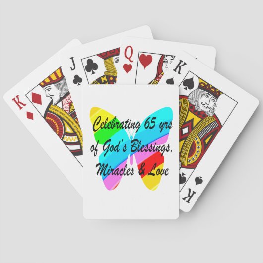 65E BIRTHDAY-RAINBUTTERFLY ONTWERP POKERKAARTEN (Achterkant)