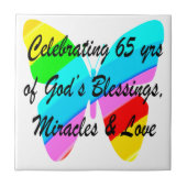 65E BIRTHDAY-RAINBUTTERFLY ONTWERP TEGELTJE (Voorkant)