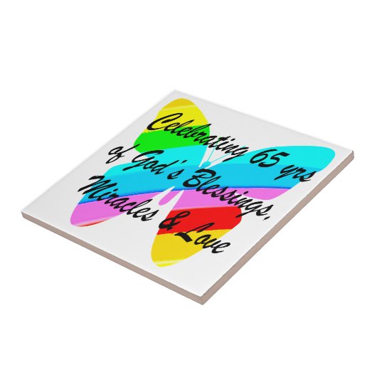 65E BIRTHDAY-RAINBUTTERFLY ONTWERP TEGELTJE (Zijkant)