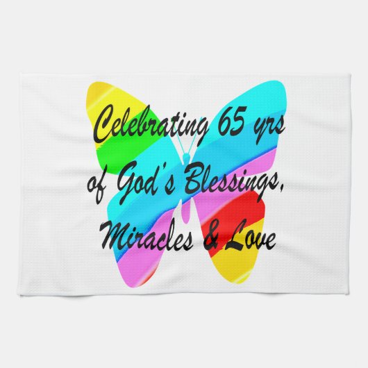 65E BIRTHDAY-RAINBUTTERFLY ONTWERP THEEDOEK (Horizontaal)