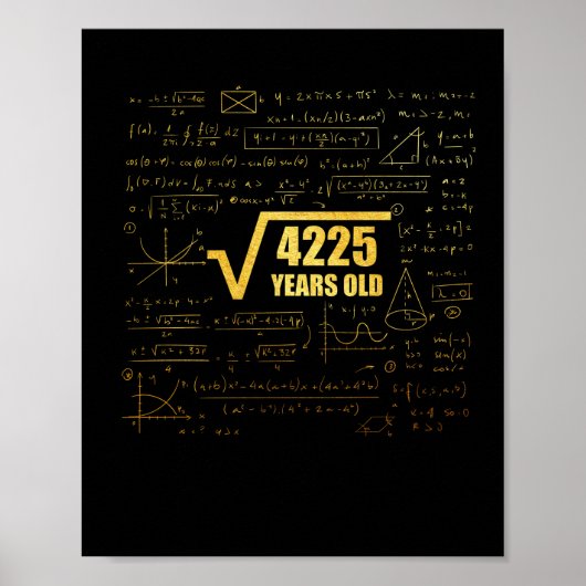 65e Birthday Square Root van 4225 65 jaar oud Poster (Voorkant)